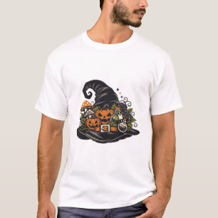 Camiseta Calabaza de Sombrero de Bruja Halloween