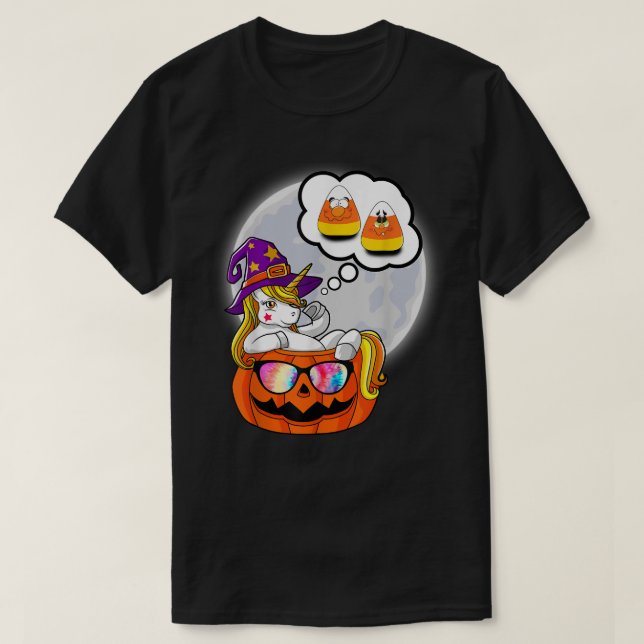 Camiseta Calabaza de unicornio de maíz dulce salpica Hallow (Diseño del anverso)
