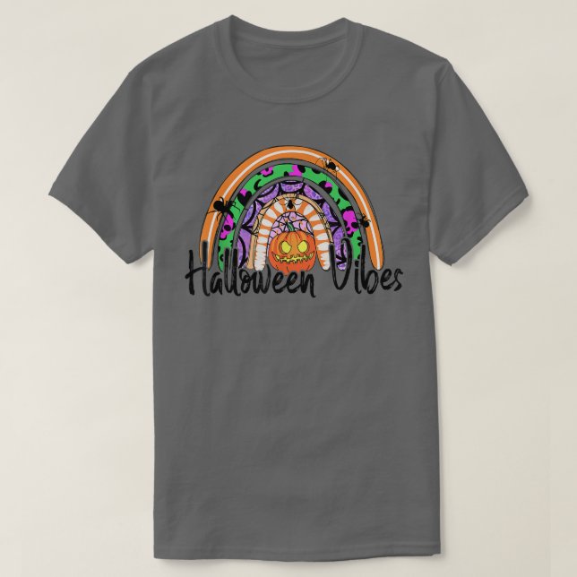 Camiseta Calabaza De Vibes De Halloween Arcoiris En El Parc (Diseño del anverso)