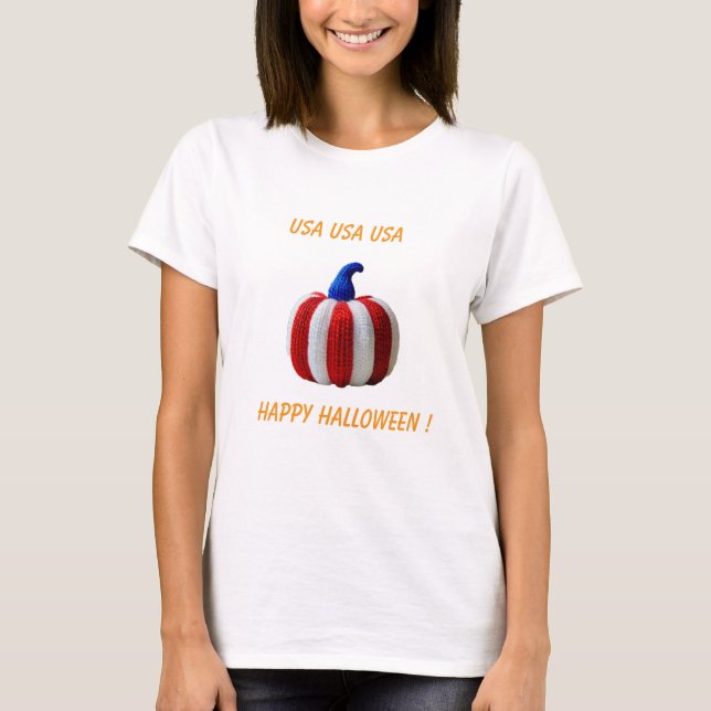 Camiseta Calabaza de Yarn Patriótico Rojo Blanco y Azul (Anverso)
