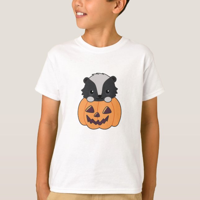 Camiseta Calabaza de zorrillo de piel de piel feliz Hallowe (Anverso)