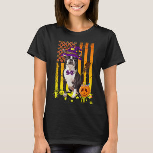 Camiseta Calabaza del Terrier de Boston Bandera Americana P