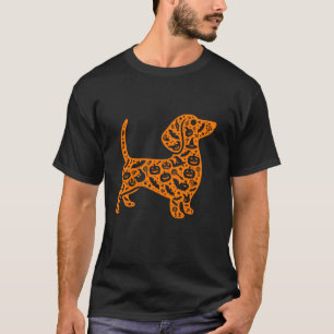Camiseta Calabaza divertida Dachshund Candy Halloween hombr