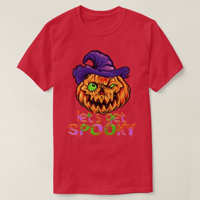 Camiseta Calabaza divertida se asusta con los perros brujos (Diseño del anverso)