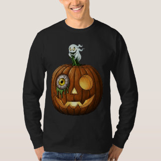 Camiseta Calabaza embrujada con fantasma y globo ocular que