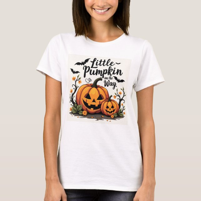 Camiseta Calabaza en el camino al embarazo de Halloween (Anverso)