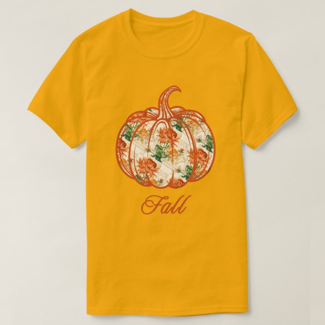 Camiseta Calabaza en un patrón crisantemo (Diseño del anverso)