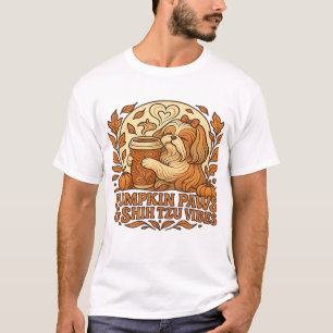 Camiseta Calabaza Especiada Shih Tzu Vibraciones Retro Otoñ