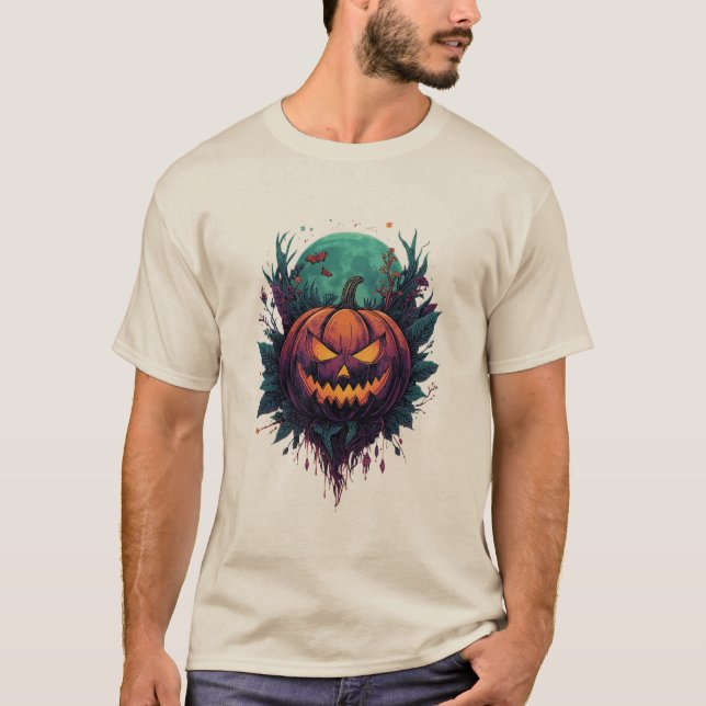 Camiseta Calabaza espeluznante bajo la luna llena (Anverso)