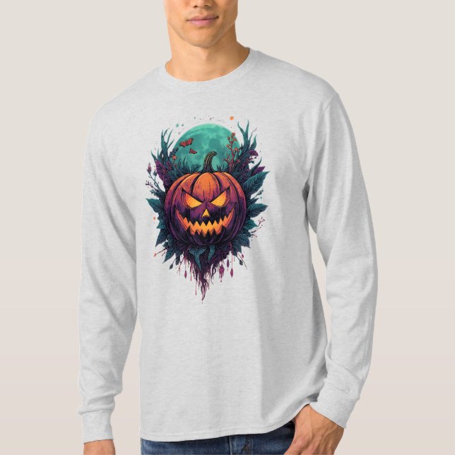 Camiseta Calabaza espeluznante bajo la luna llena (Anverso)