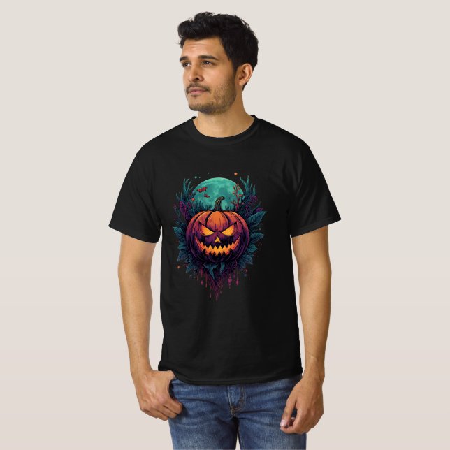 Camiseta Calabaza espeluznante bajo la luna llena (Anverso completo)