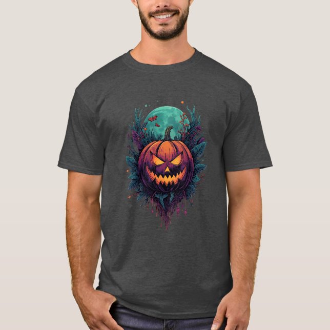 Camiseta Calabaza espeluznante bajo la luna llena (Anverso)