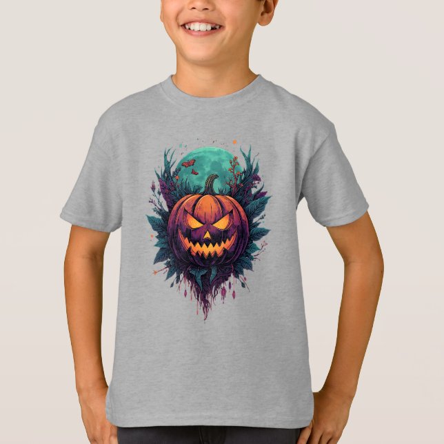 Camiseta Calabaza espeluznante bajo la luna llena (Anverso)