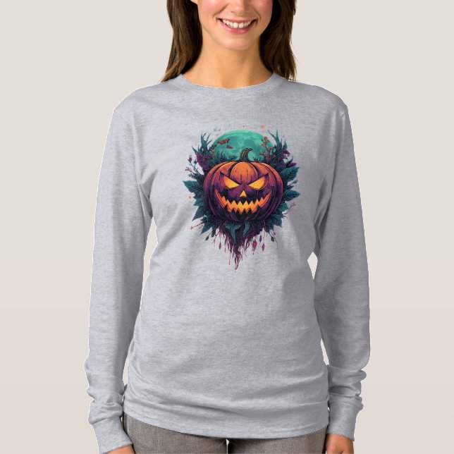 Camiseta Calabaza espeluznante bajo la luna llena (Anverso)