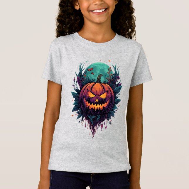 Camiseta Calabaza espeluznante bajo la luna llena (Anverso)