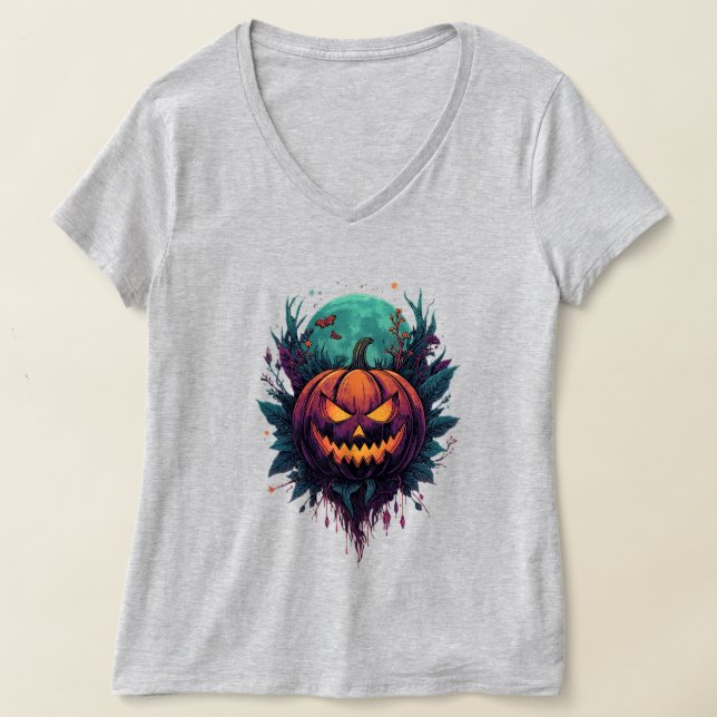 Camiseta Calabaza espeluznante bajo la luna llena (Distribución )