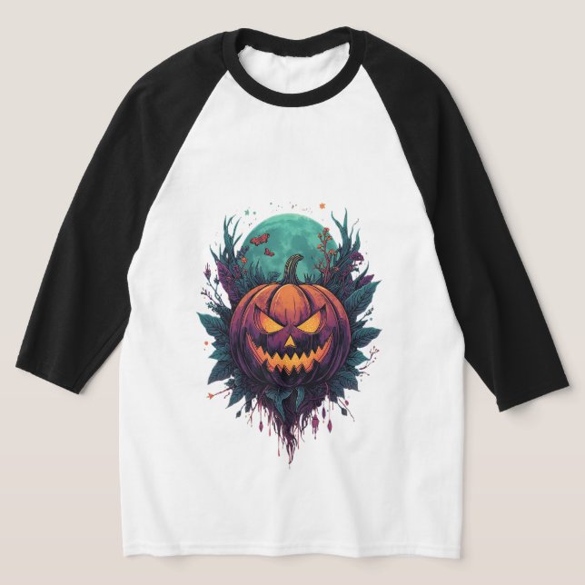 Camiseta Calabaza espeluznante bajo la luna llena (Distribución)