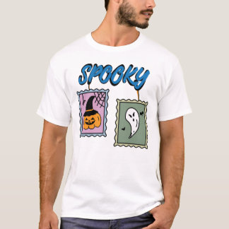 Camiseta Calabaza espeluznante de Halloween y sellos vintag