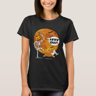 Camiseta Calabaza Esqueleto Pierna Rota Halloween Corgi