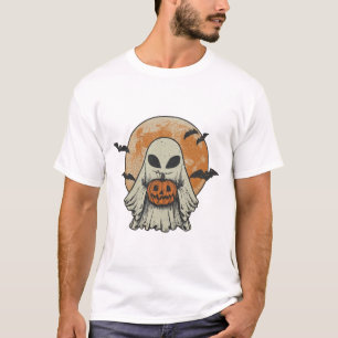 Camiseta Calabaza Fantasma Alien Halloween Noche Espeluznan