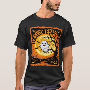 Camiseta Calabaza Fantasma de Halloween Árbol Embrujado