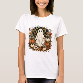 Camiseta Calabaza Fantasma Floral Cottagecore