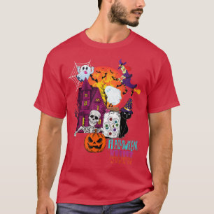 Camiseta Calabaza fantasma retro Skeleton gato negro divert