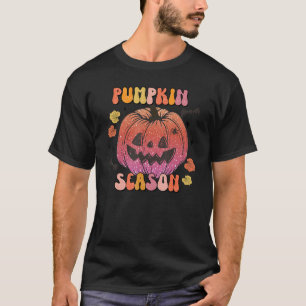 Camiseta Calabaza Feliz Cara Temporada de Calabaza Retro Ca