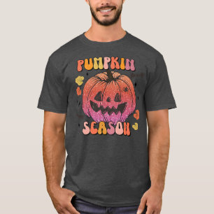 Camiseta Calabaza Feliz Cara Temporada de Calabaza Retro Ca