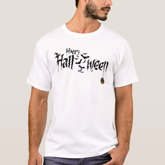 Camiseta Calabaza feliz disfraz de Halloween asusta (Anverso)