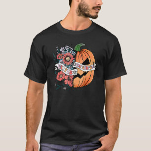 Camiseta Calabaza Floral 60s 70s Groovy Hippie Halloween R