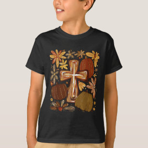 Camiseta Calabaza Floral Boho Cruz Otoño Jesús Fe Cristiana