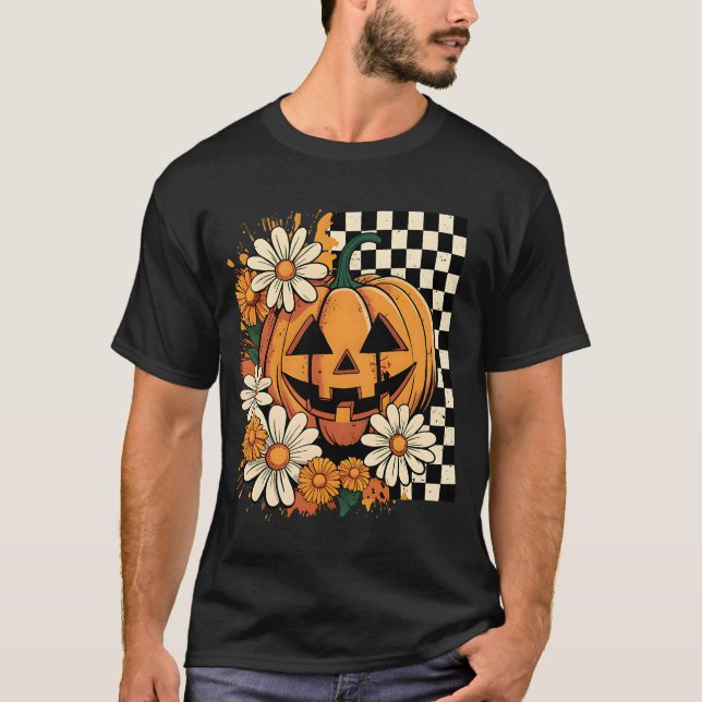 Camiseta Calabaza floral Halloween Fall (Anverso)