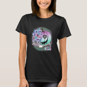 Camiseta Calabaza Floral Retro Espeluznante Halloween Mujer