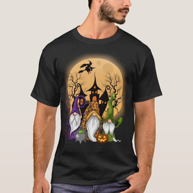 Camiseta Calabaza Gnome Witch Halloween Otoño Fall (Anverso)