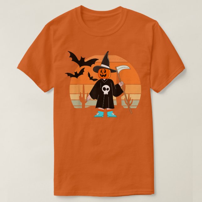Camiseta Calabaza gráfica de espantapájaros de Halloween vi (Diseño del anverso)