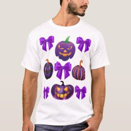 Camiseta Calabaza Halloween Croqueta púrpura caída divertid