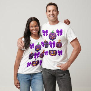 Camiseta Calabaza Halloween Croqueta púrpura caída divertid