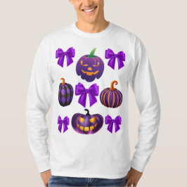Camiseta Calabaza Halloween Croqueta púrpura caída divertid