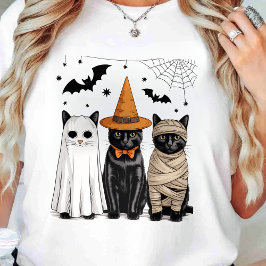 Camiseta Calabaza Halloween de bruja de gato negro
