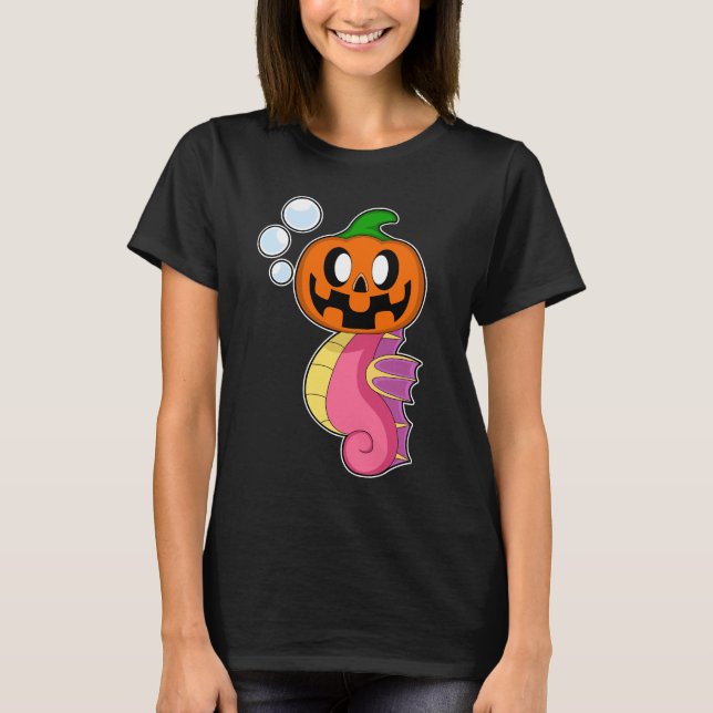 Camiseta Calabaza Halloween de caballito de mar (Anverso)
