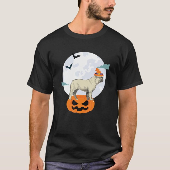 Camiseta Calabaza Halloween de la Luna de Brujas del Bulldo (Anverso)