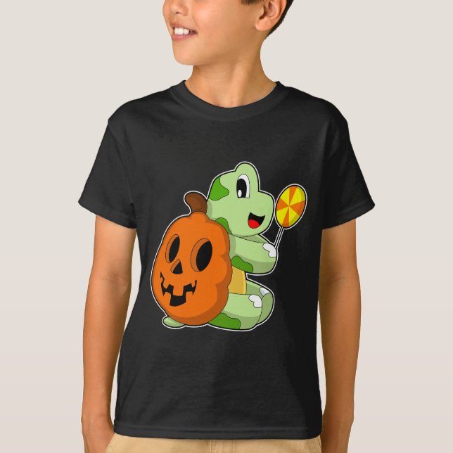Camiseta Calabaza Halloween de la tortuga Lollypop (Anverso)