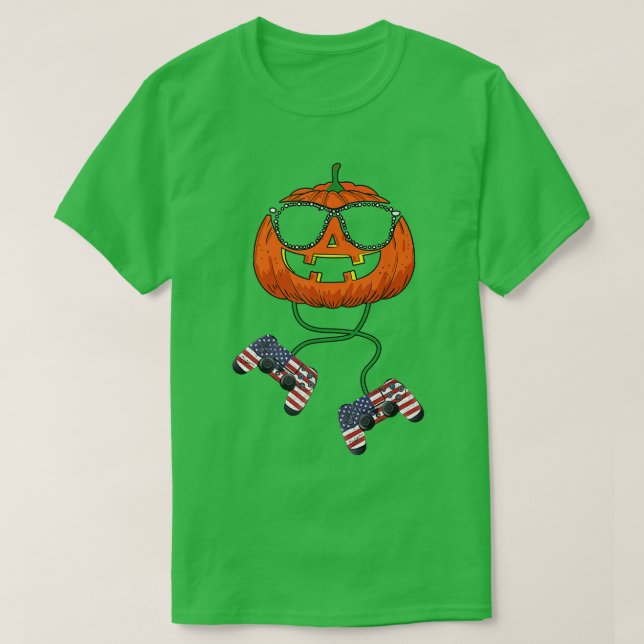 Camiseta Calabaza Halloween Jack O Lantern Halloween Gamer  (Diseño del anverso)