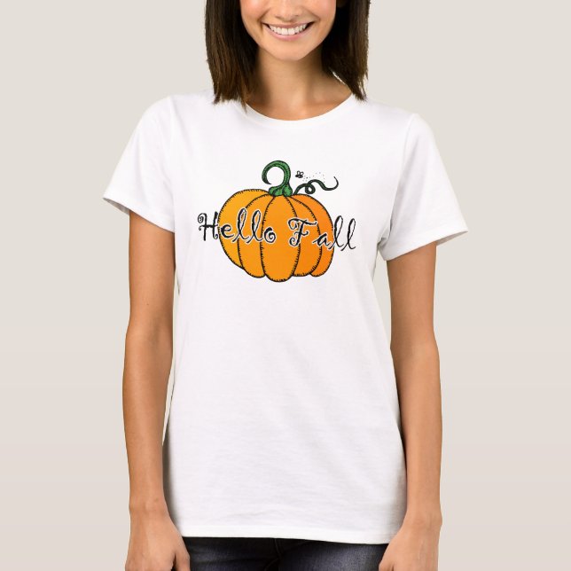 Camiseta Calabaza Hellow Fall Calabaza Hola Caída (Anverso)