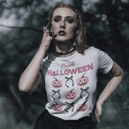 Camiseta Calabaza ilustrativa estética de Coquette y Bow