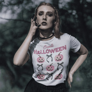 Camiseta Calabaza ilustrativa estética de Coquette y Bow