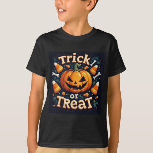 Camiseta Calabaza Jack O Lantern Juguetona Con Golosinas De