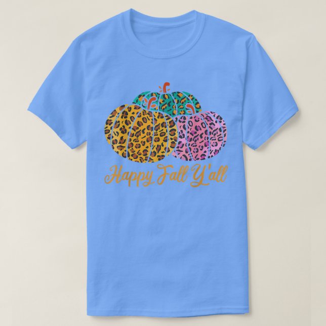 Camiseta Calabaza leopardo Feliz otoño Mar de calabaza otoñ (Diseño del anverso)