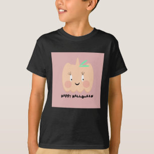 Camiseta Calabaza Linda Letra Sonrojada Feliz Halloween